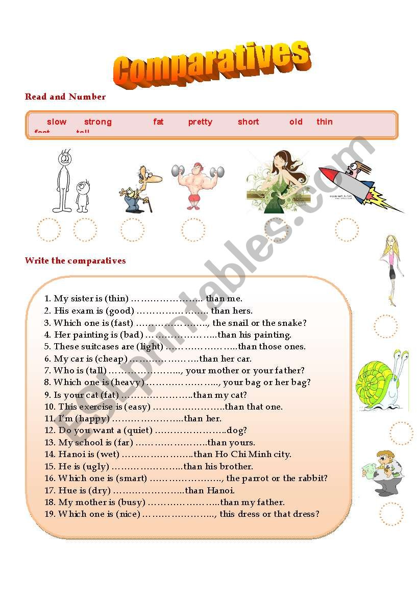Comparatives worksheet