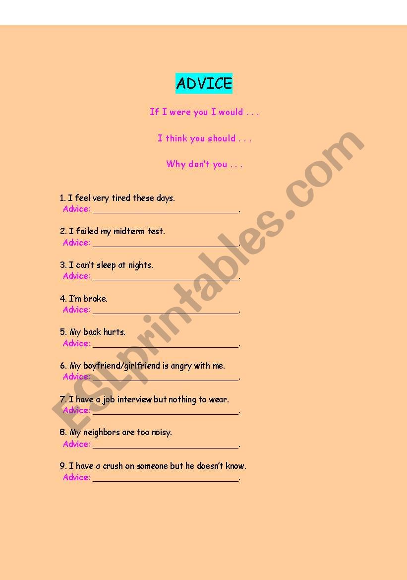 ADVICE worksheet