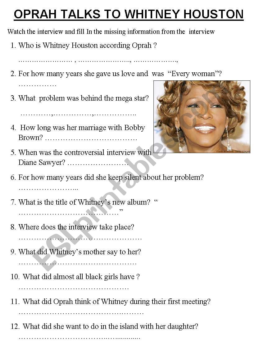 OPRAH TALKS TO WHITNEY HOUSTON