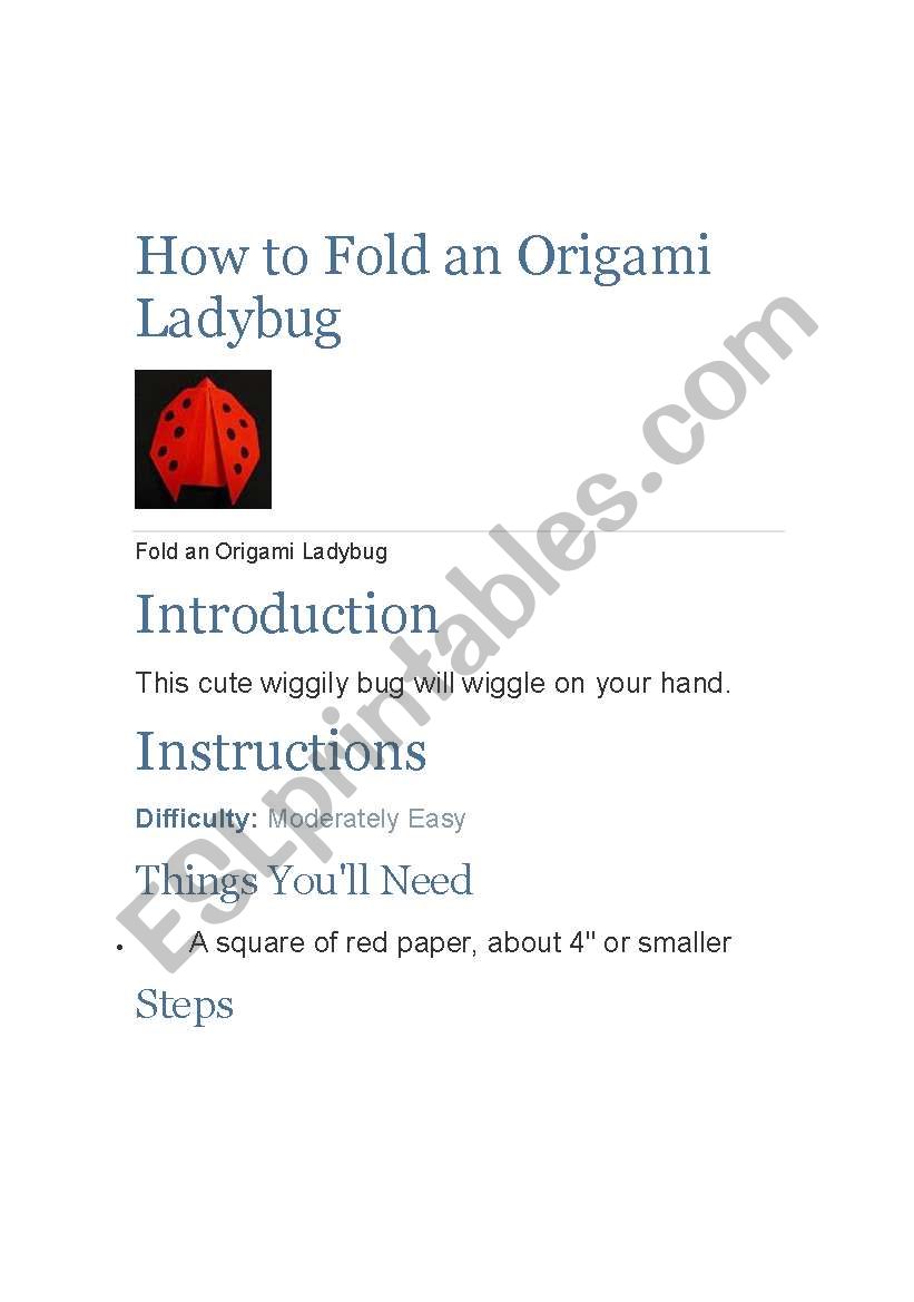 How to Fold an Origami Ladybug