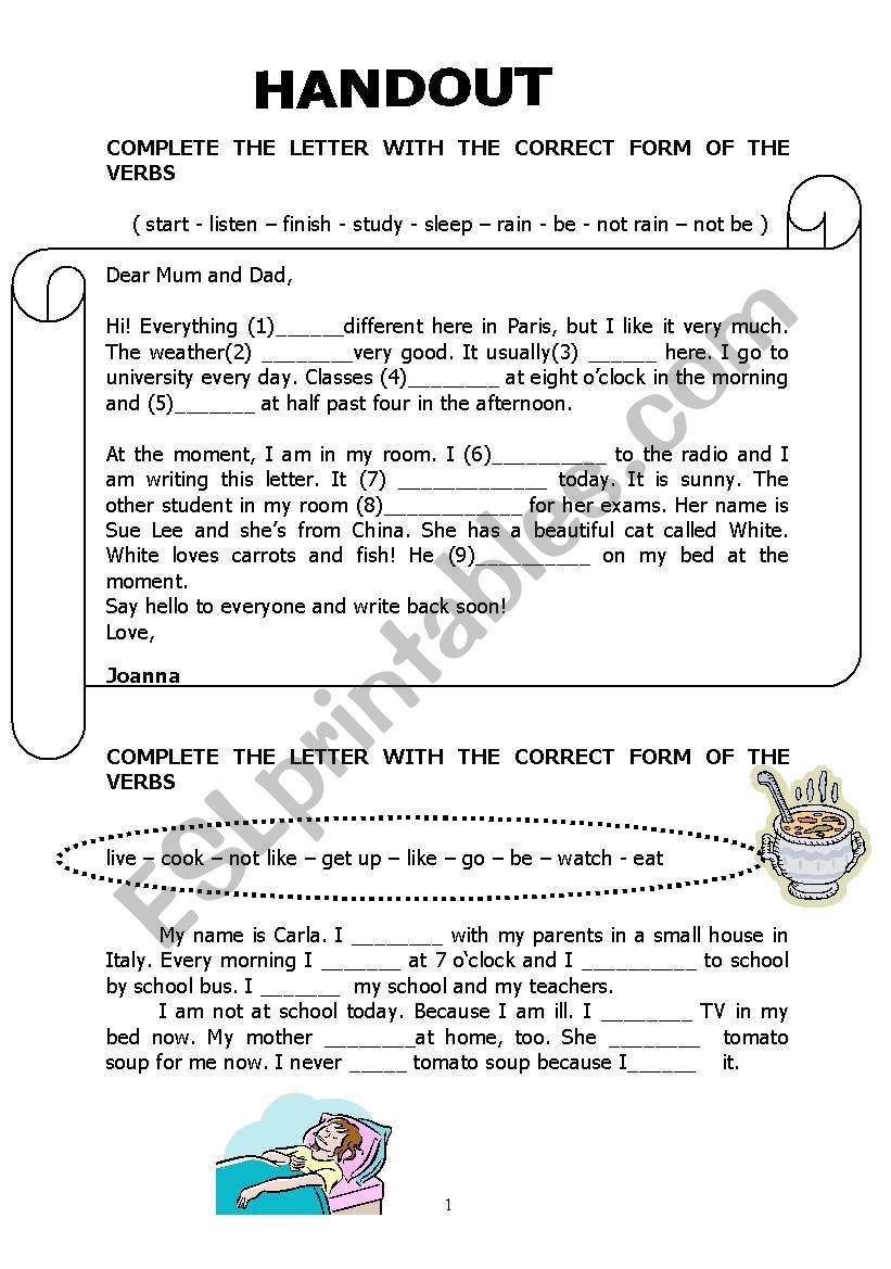 Present Tenses worksheet