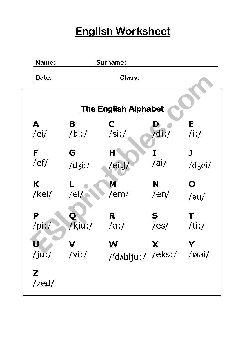 The Alphabet worksheet