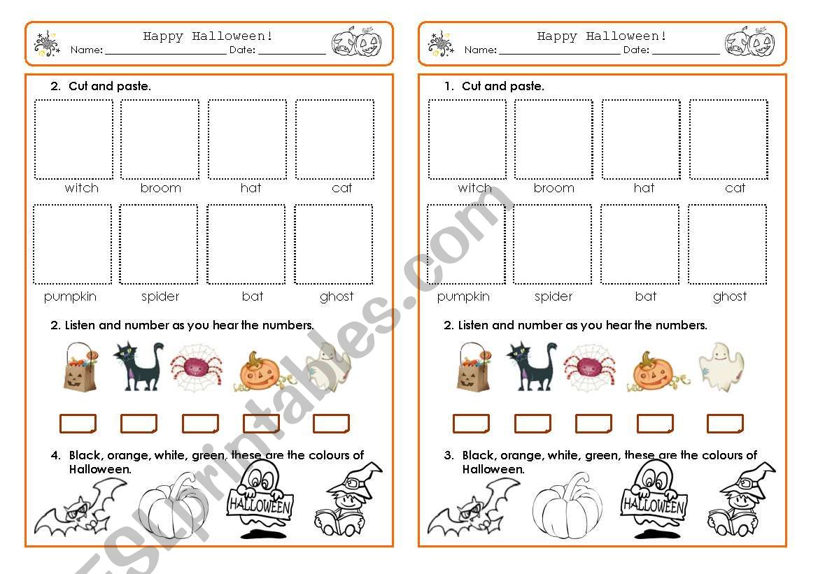 Halloween - cut and do worksheet