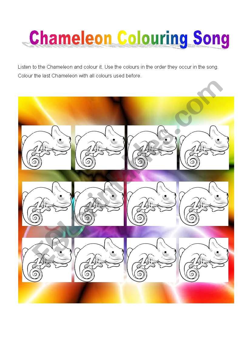 Chameleon Coloring Song worksheet