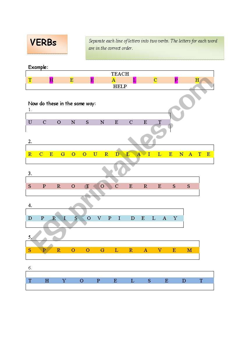 Word game worksheet