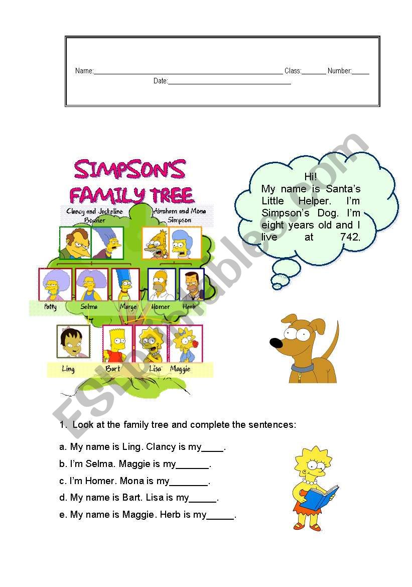 Family (part one) worksheet