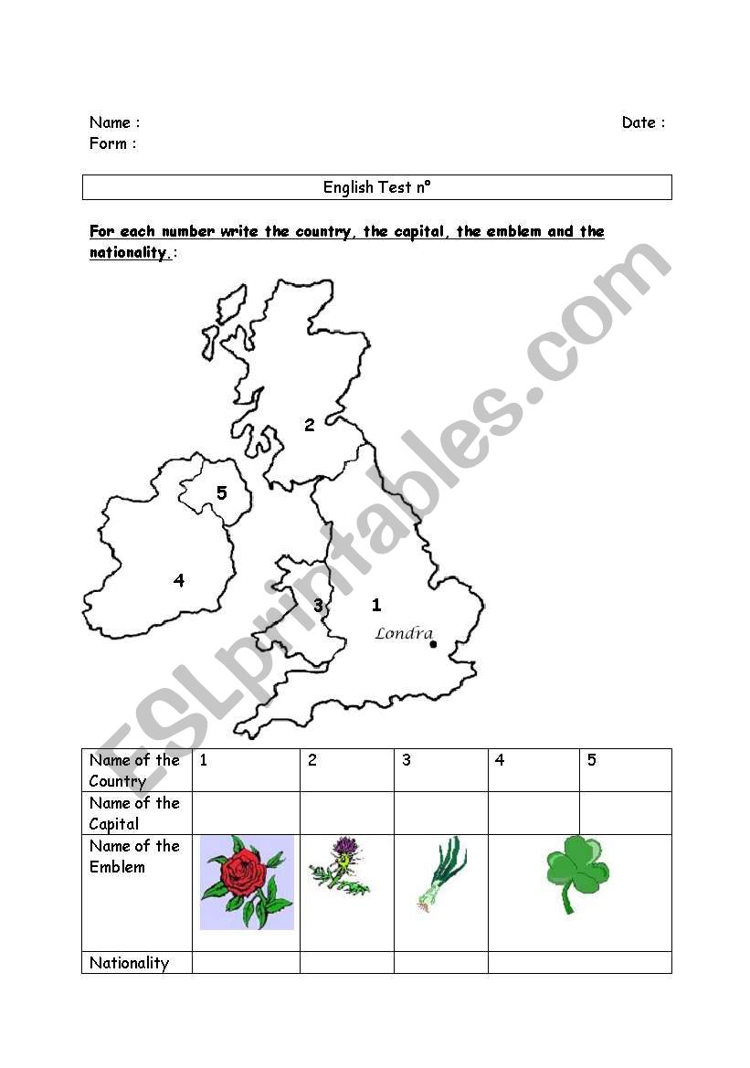 British isles worksheet