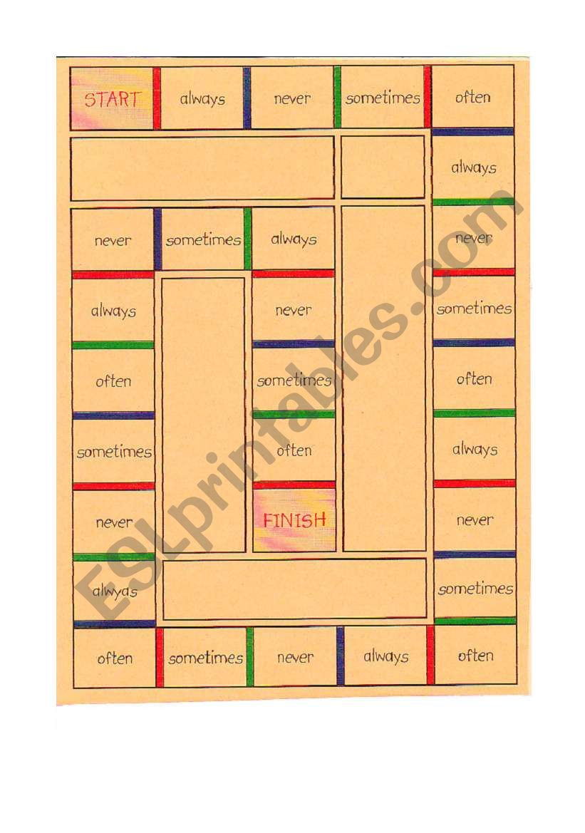 board game adverbs of frequency