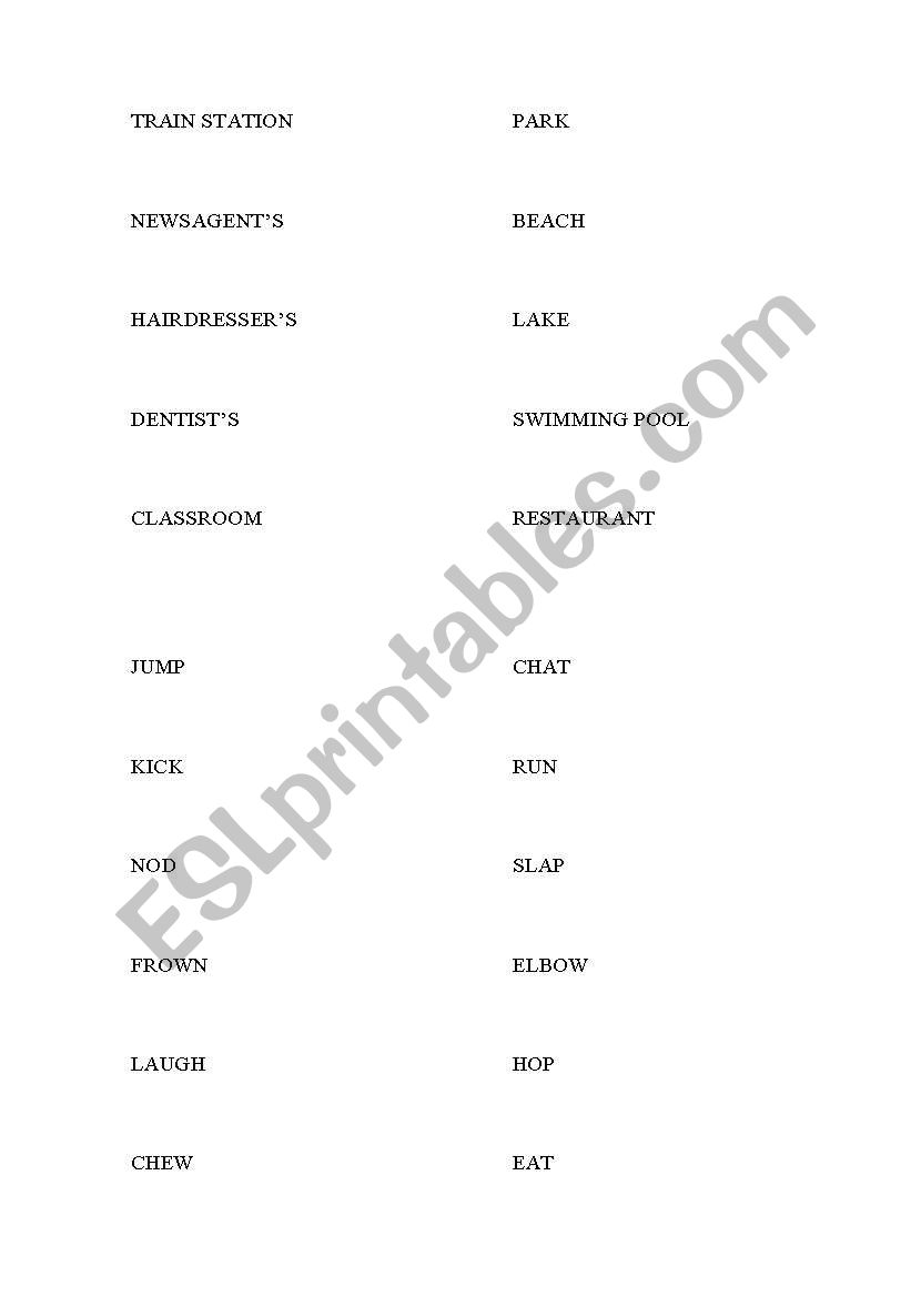 pictionary worksheet
