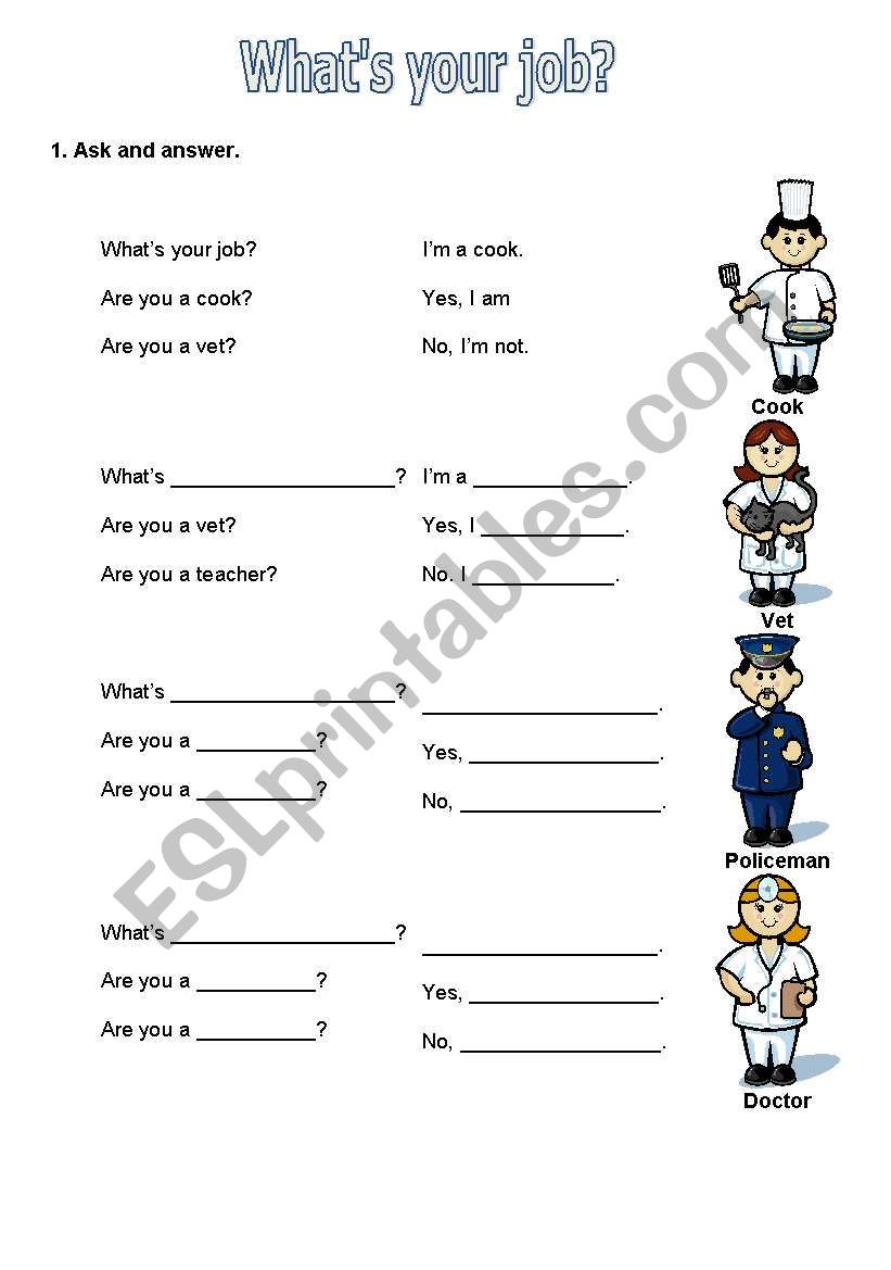 Whats your job? worksheet