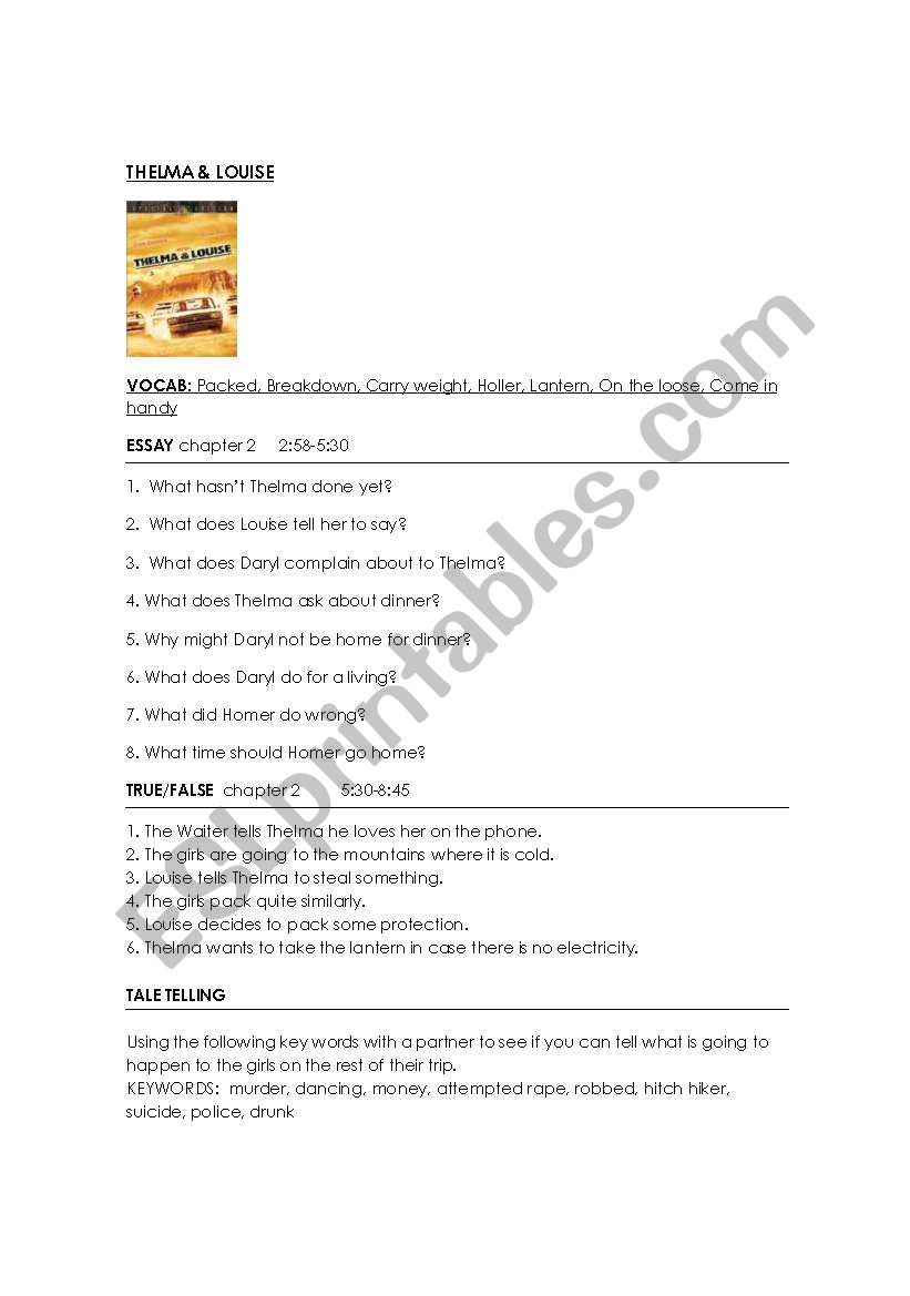 Thelma and Louise worksheet