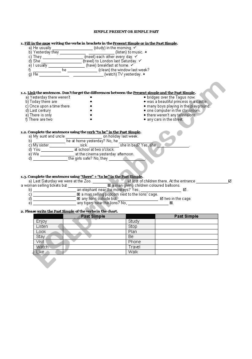 Present Simple or Past Simple worksheet