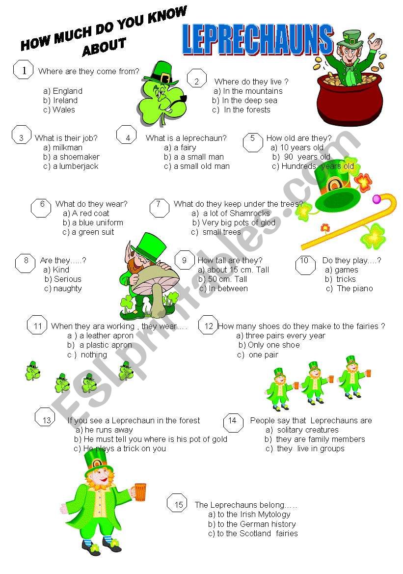 LEPRECHAUNS worksheet