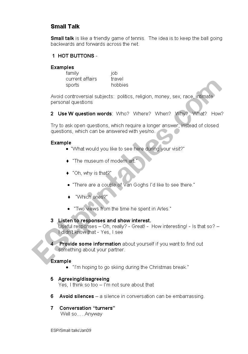 Small Talk & Social Conversation