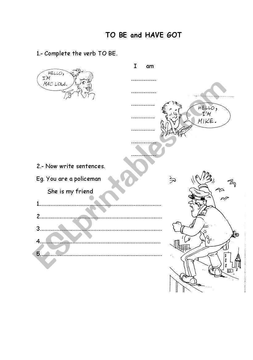 To Be/ I have got. worksheet