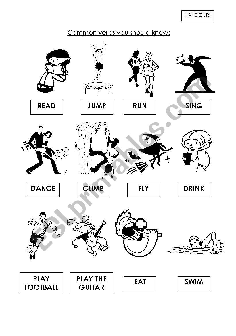 Action verbs worksheet