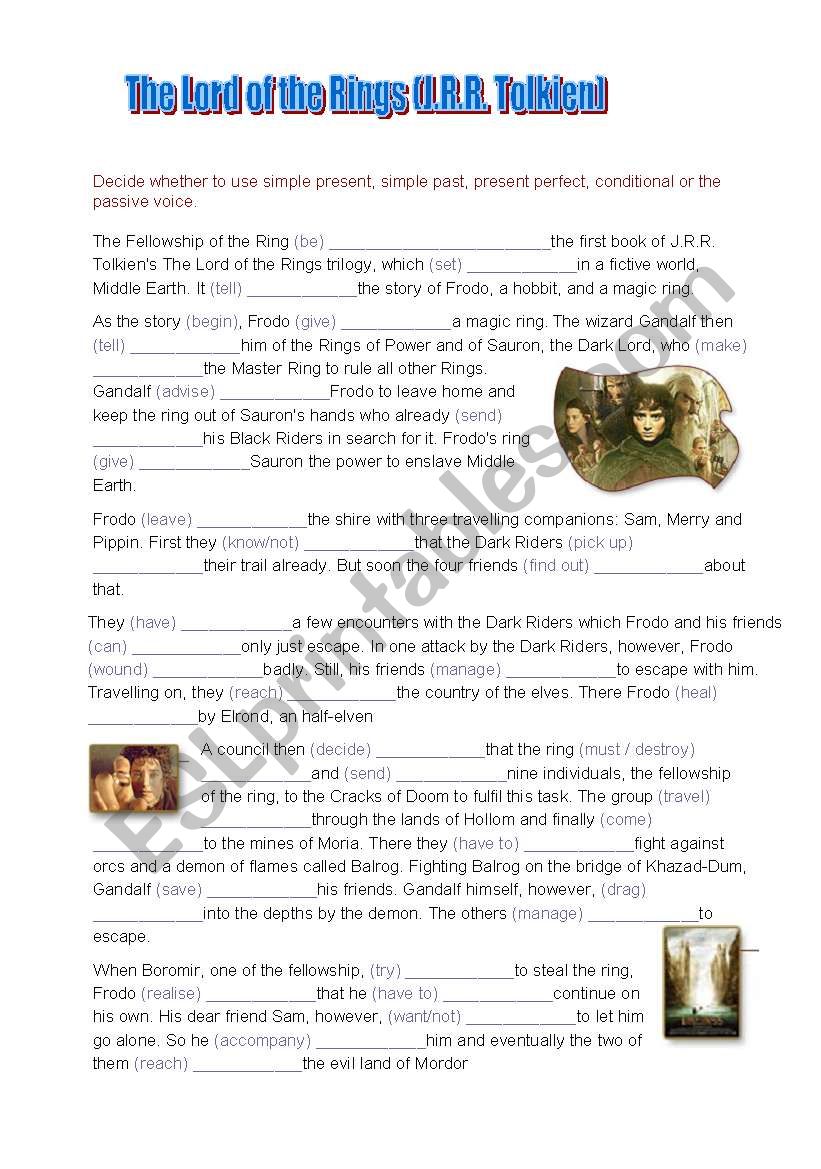 The Lord of the Rings worksheet