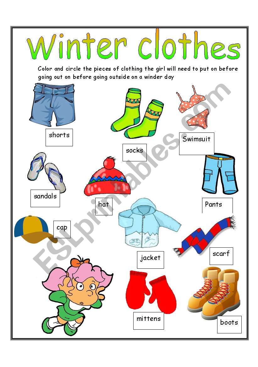 WINTER CLOTHES - ESL worksheet by gemysca