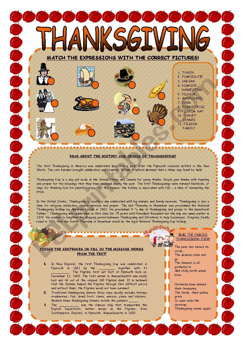 Thanksgiving worksheet worksheet