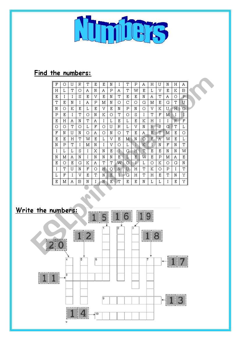 Numbers worksheet