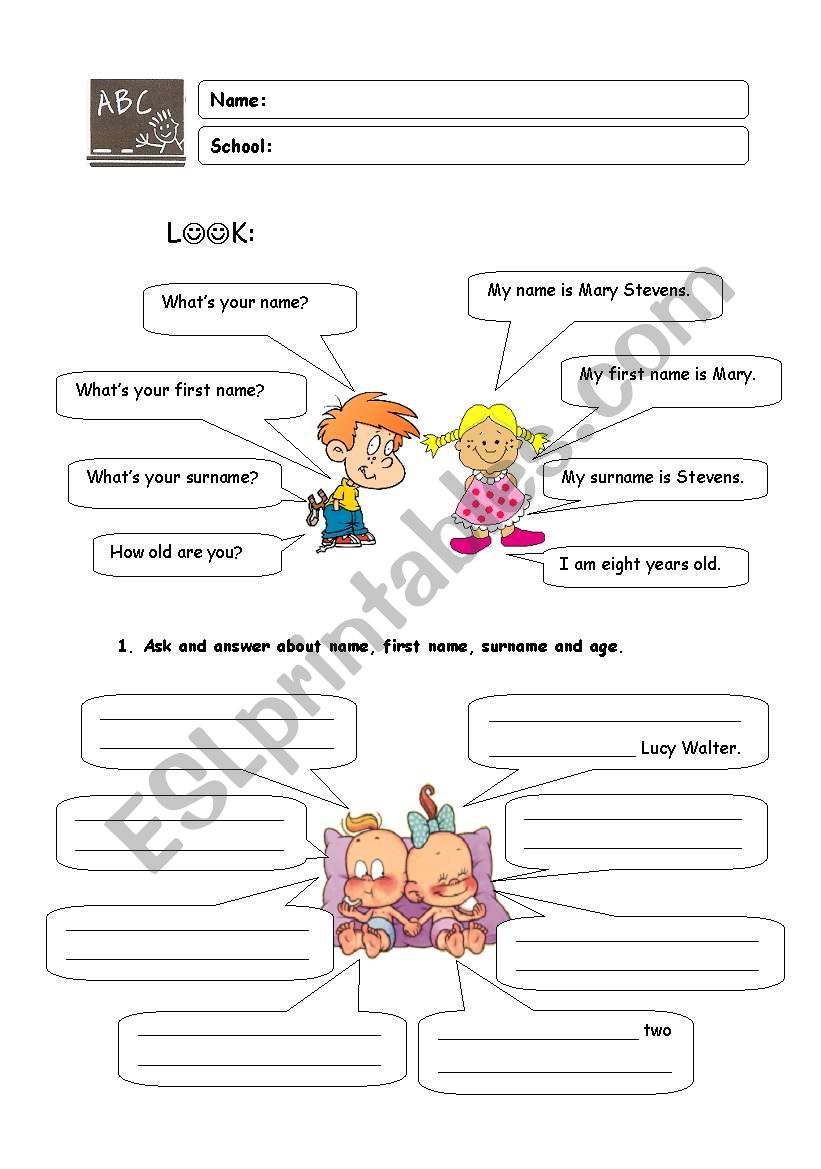 Introductions worksheet