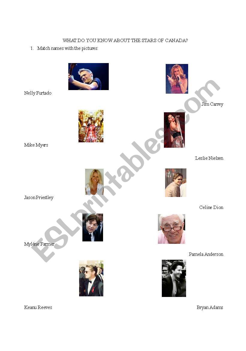 The Stars of Canada worksheet
