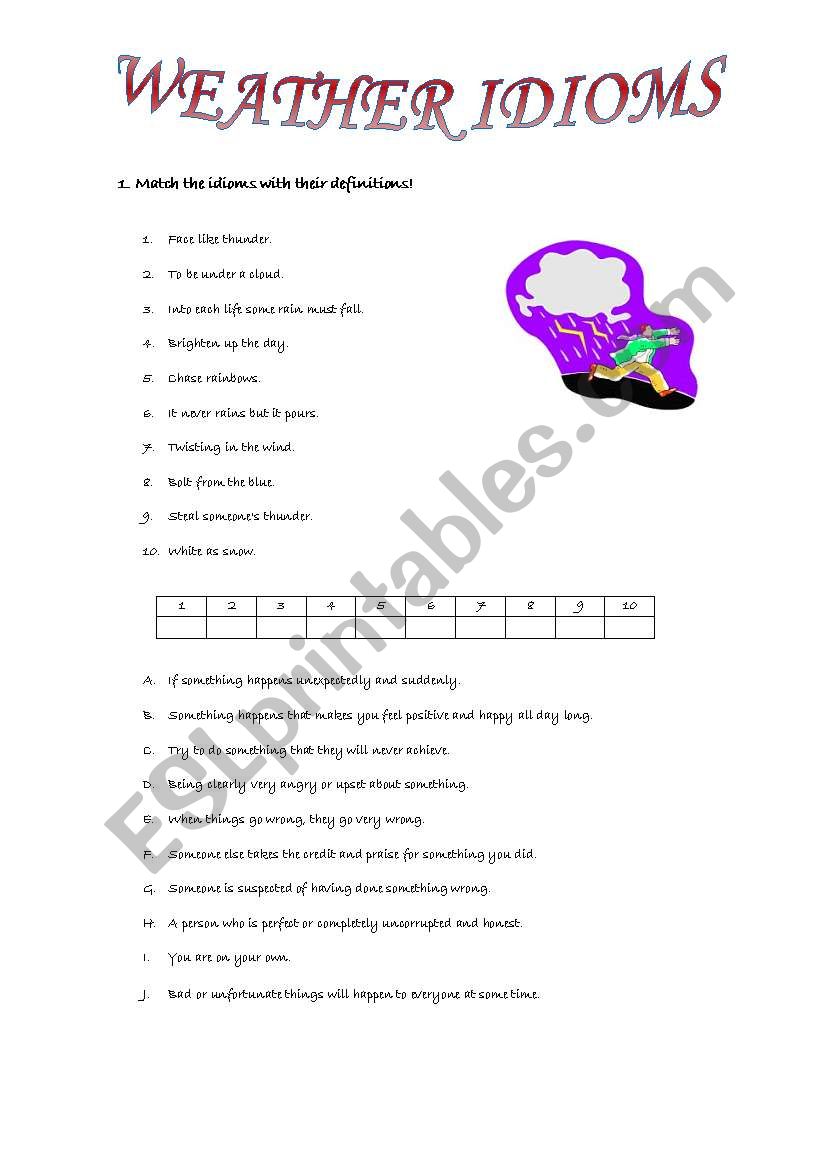 weather idioms worksheet