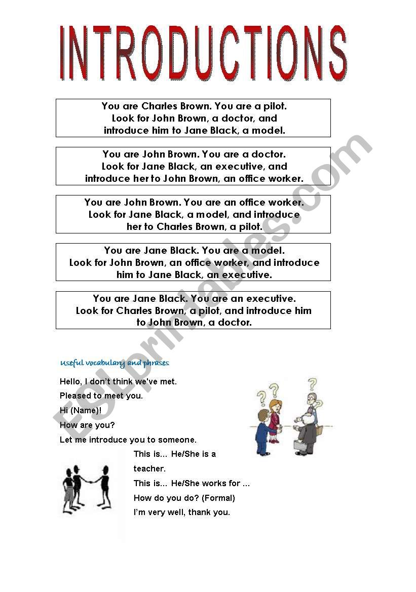 Find and introduce worksheet