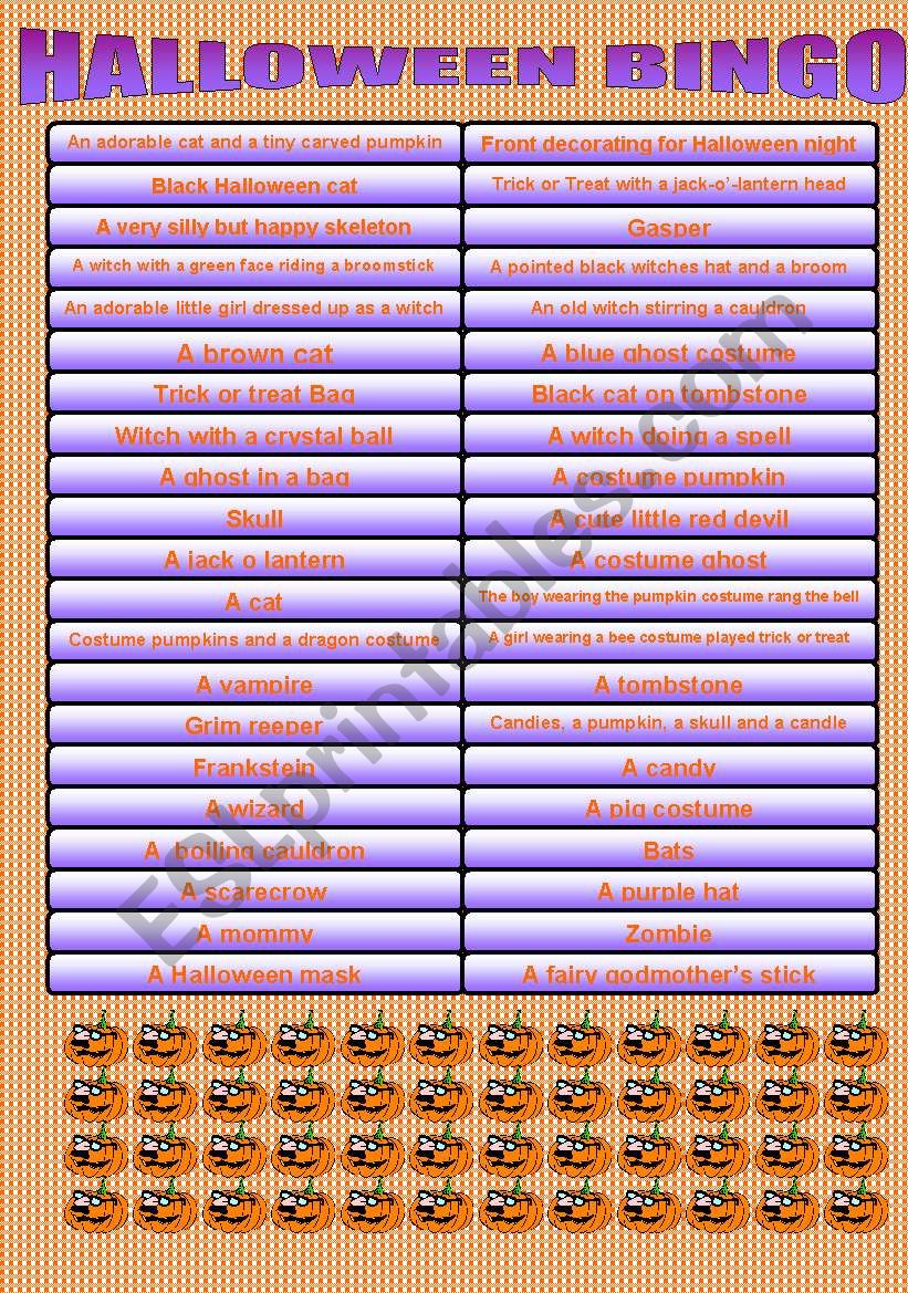 HALLOWEEN BINGO PART 3 worksheet