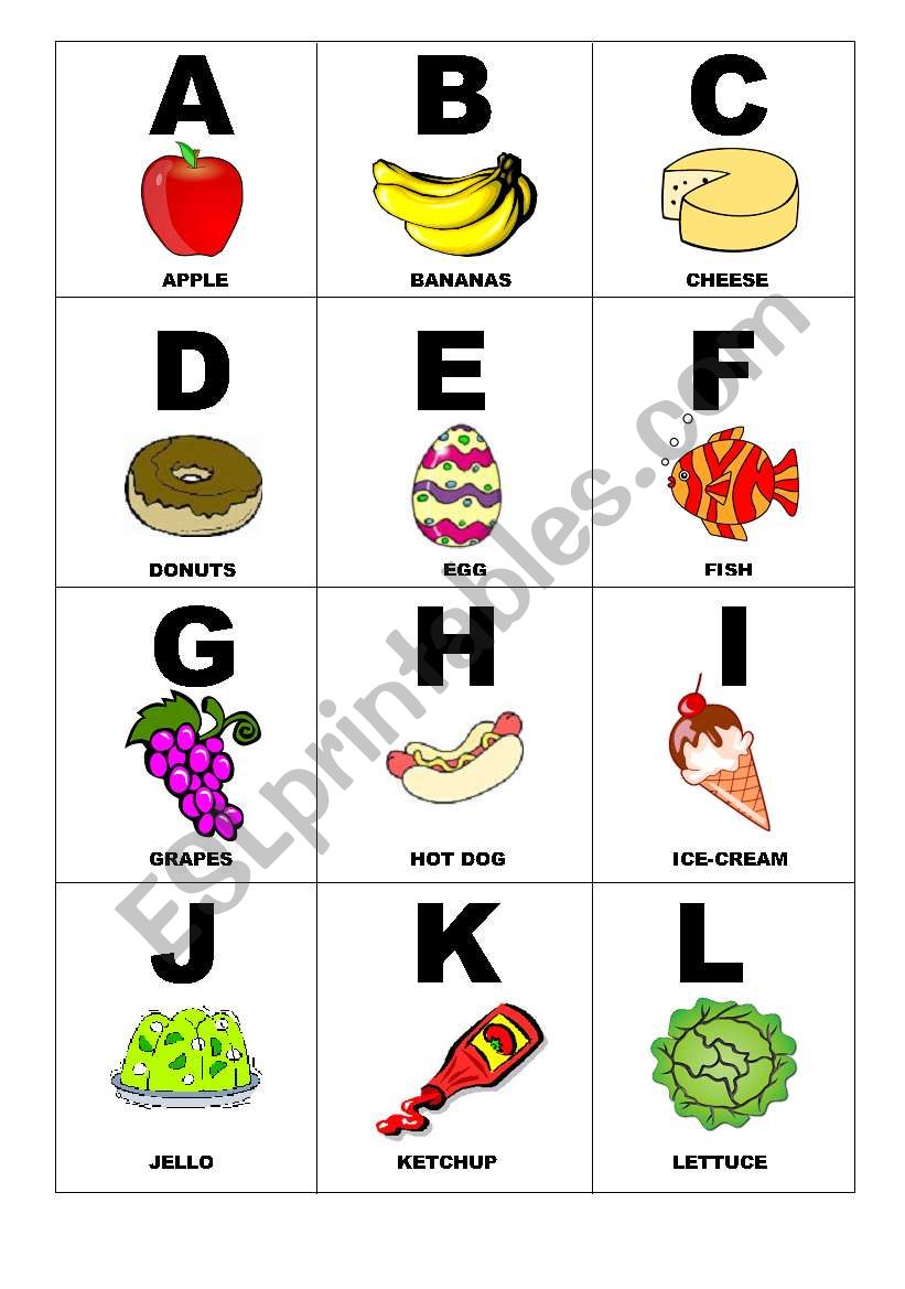 food alphabet part 1 worksheet