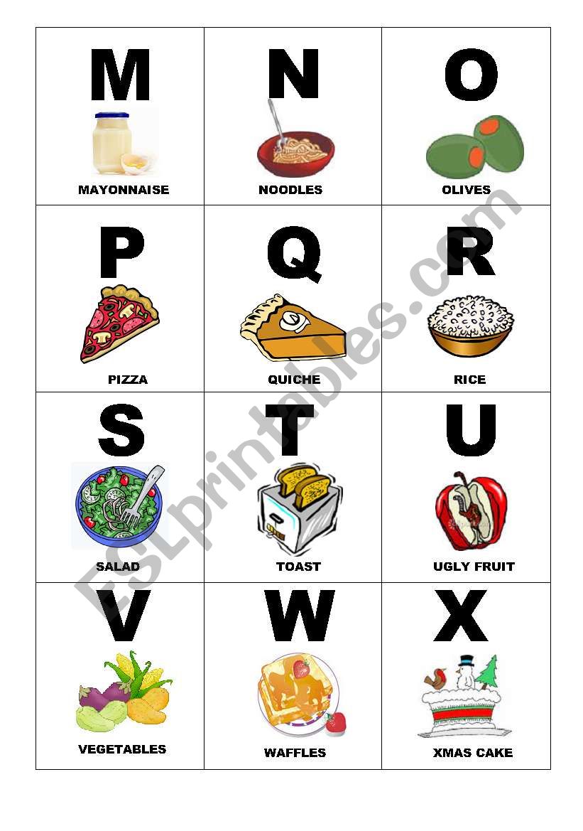 food alphabet part 2 worksheet
