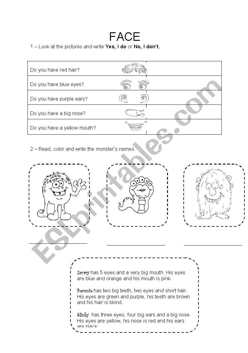 Face worksheet