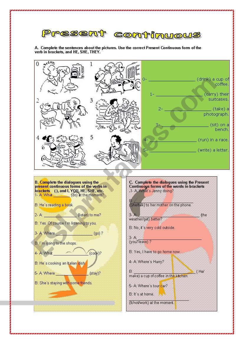 Present continuous worksheet