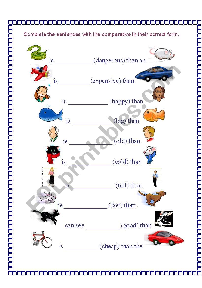 comparative forms worksheet