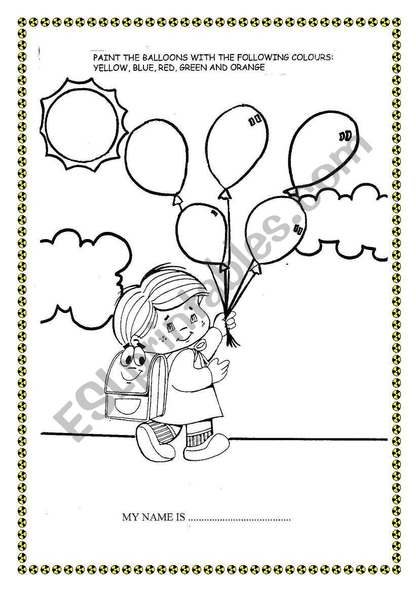 Colour the balloons worksheet