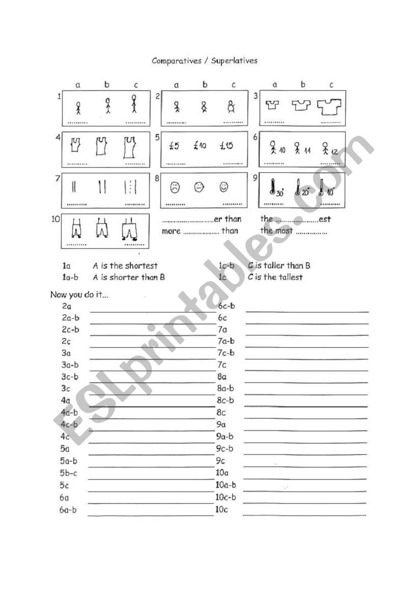 comparatives superlatives worksheet