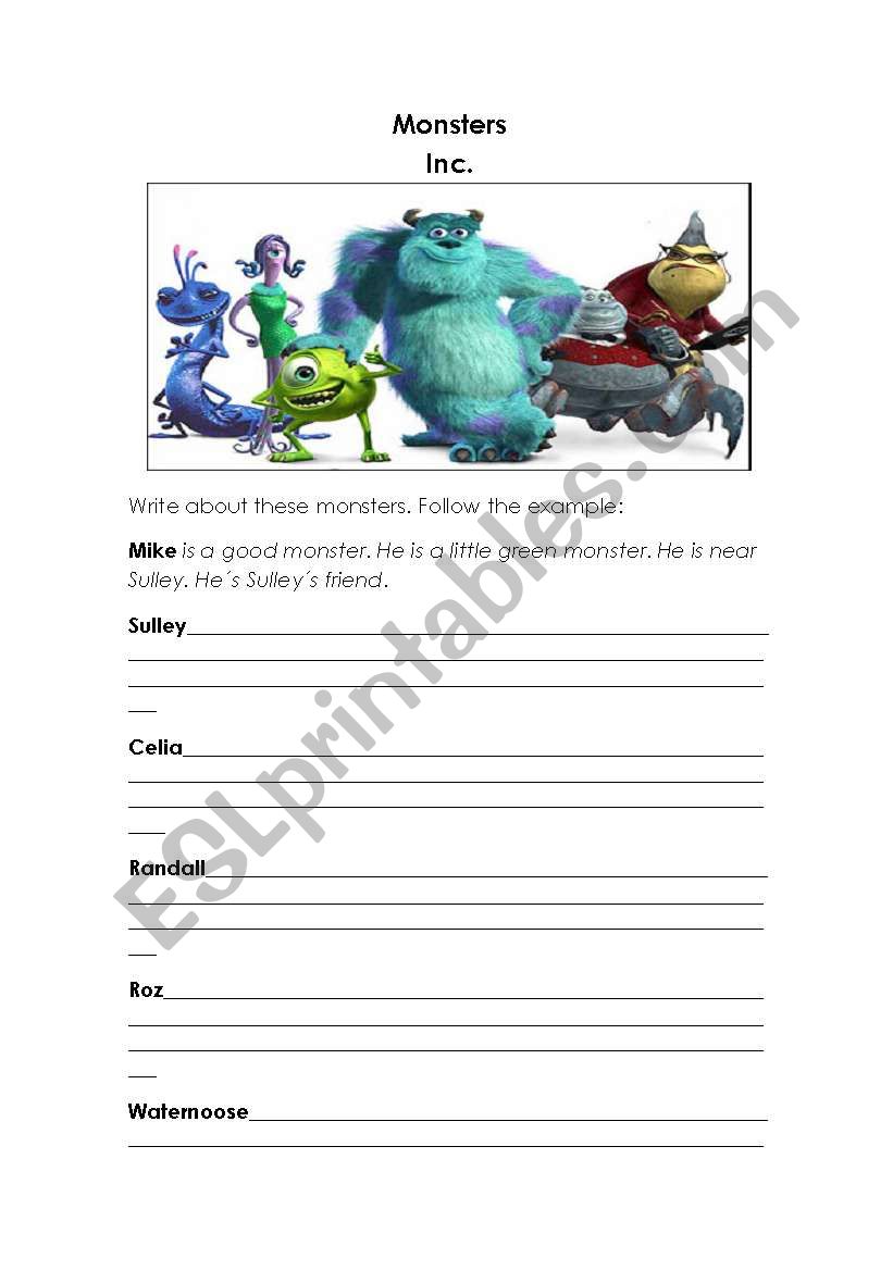 Monters Inc. worksheet worksheet