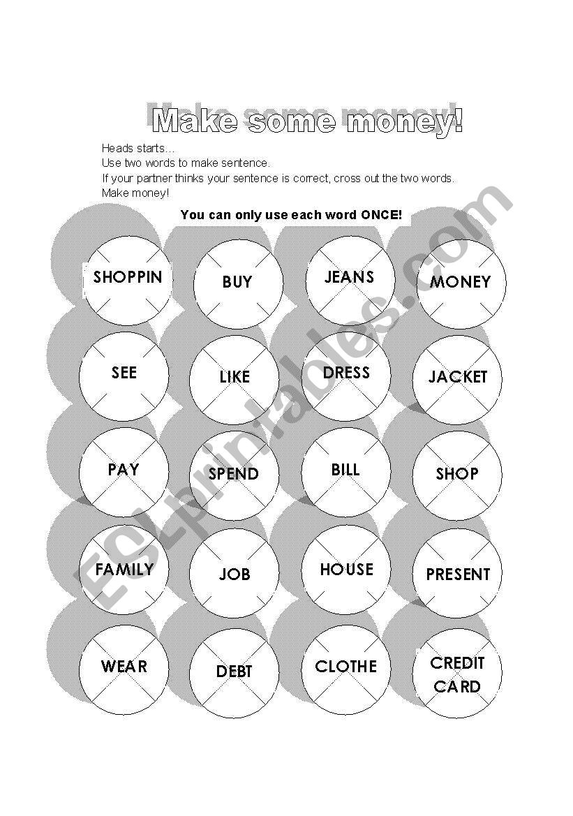 Make Some Money worksheet