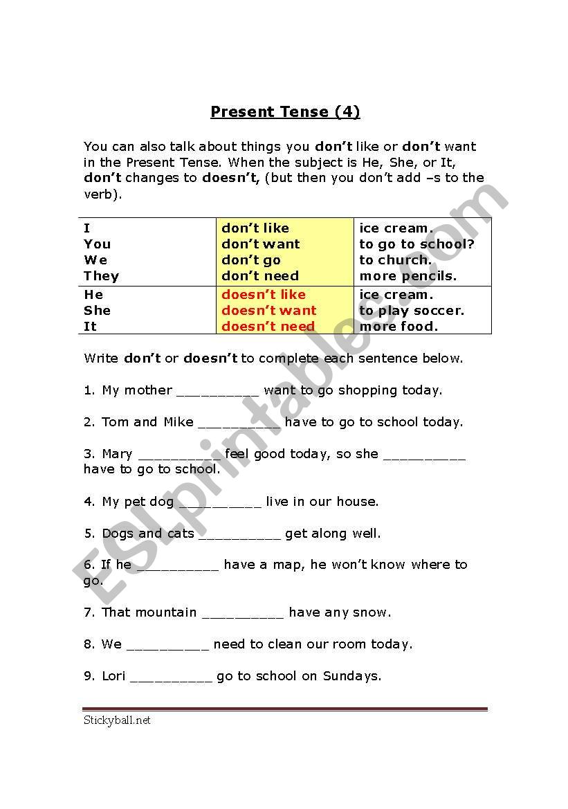 english-worksheets-present-tense