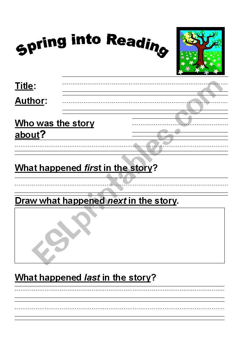 Book Report Form worksheet