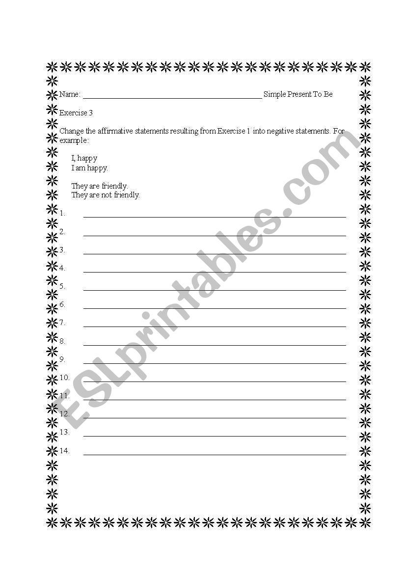Verb To Be - exercise 3 worksheet