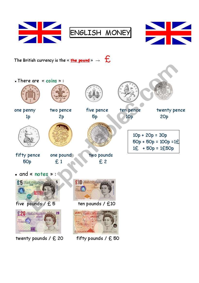 English Money worksheet