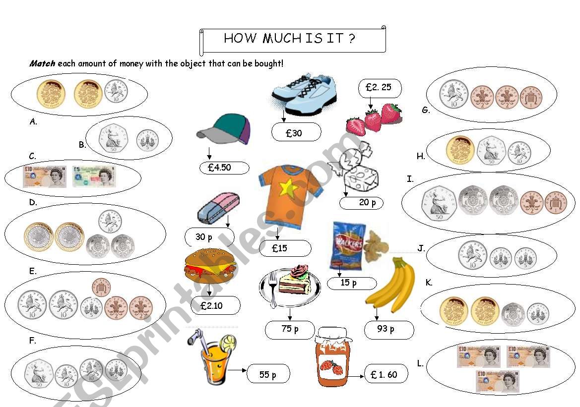 How much is it ? worksheet