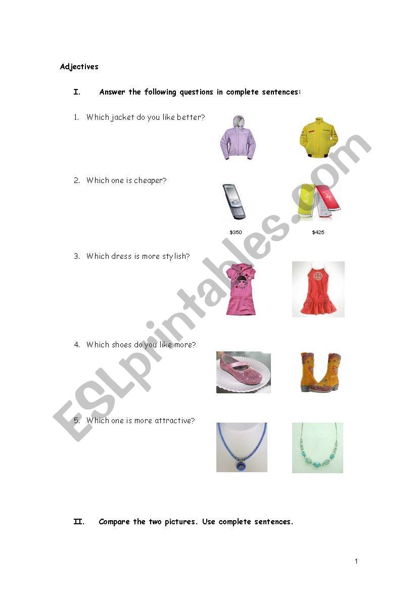 Comparative Adjectives worksheet