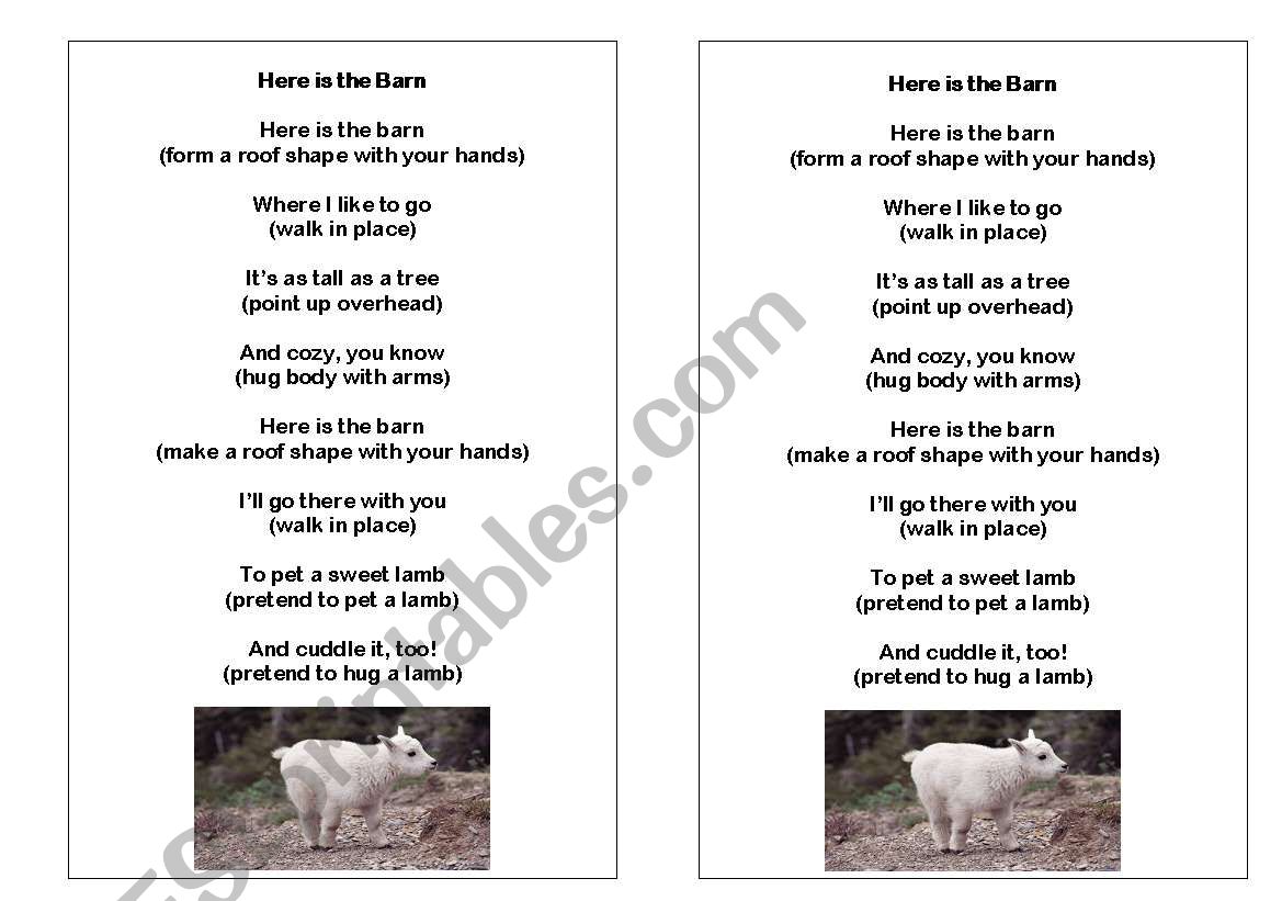 Farm poem worksheet