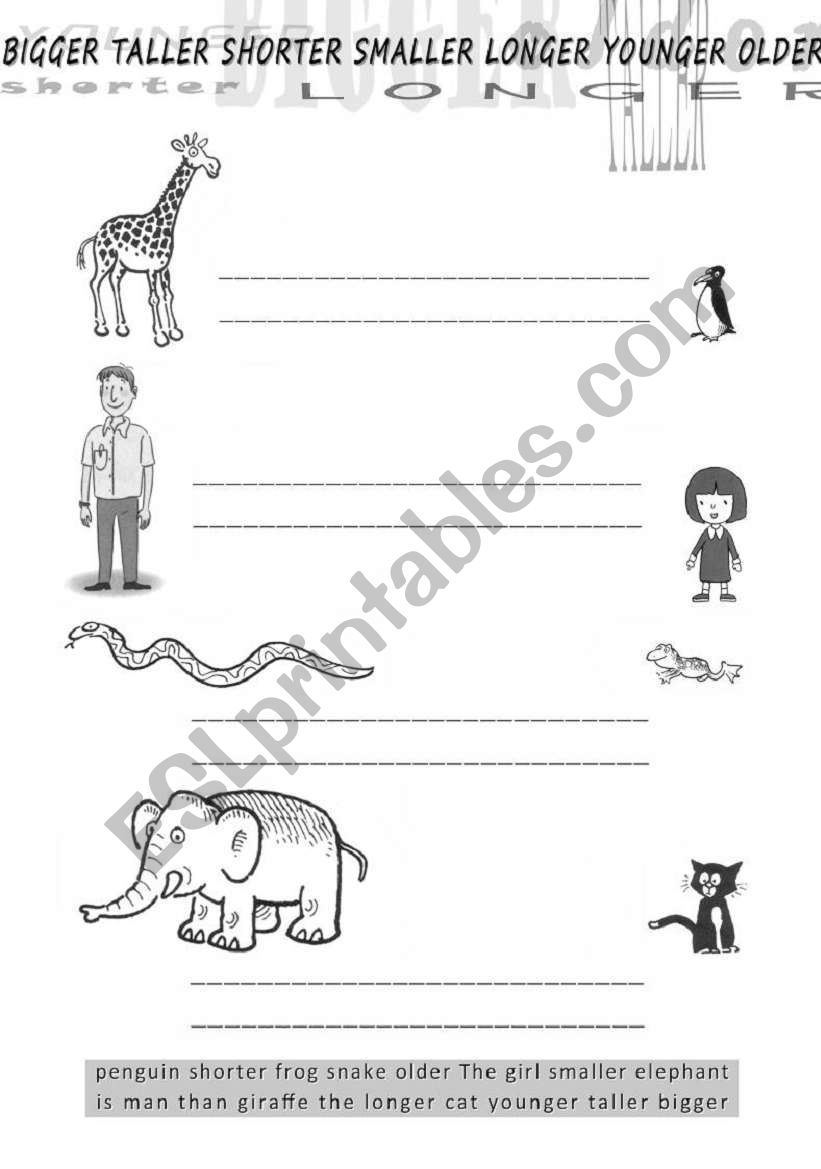 Comparatives worksheet