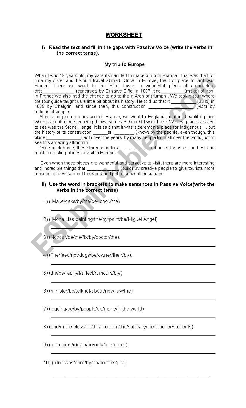 Passive voice worksheet worksheet