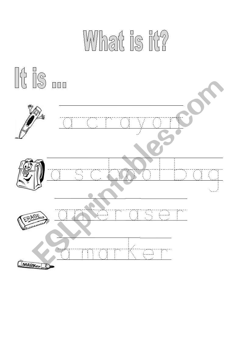 School Objects worksheet