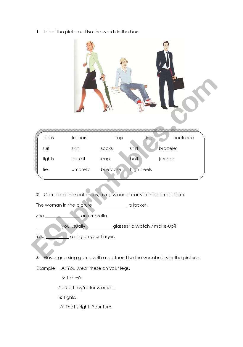 Clothes worksheet