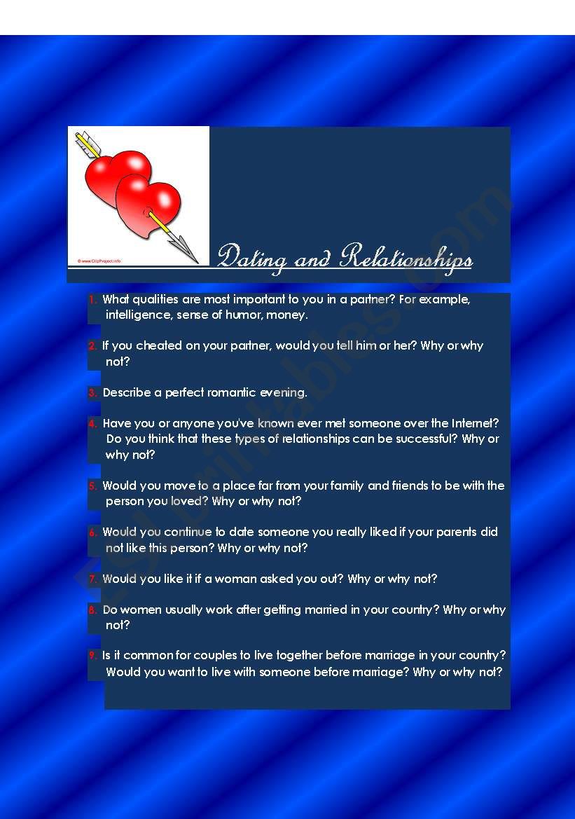 Dating and Relationships worksheet